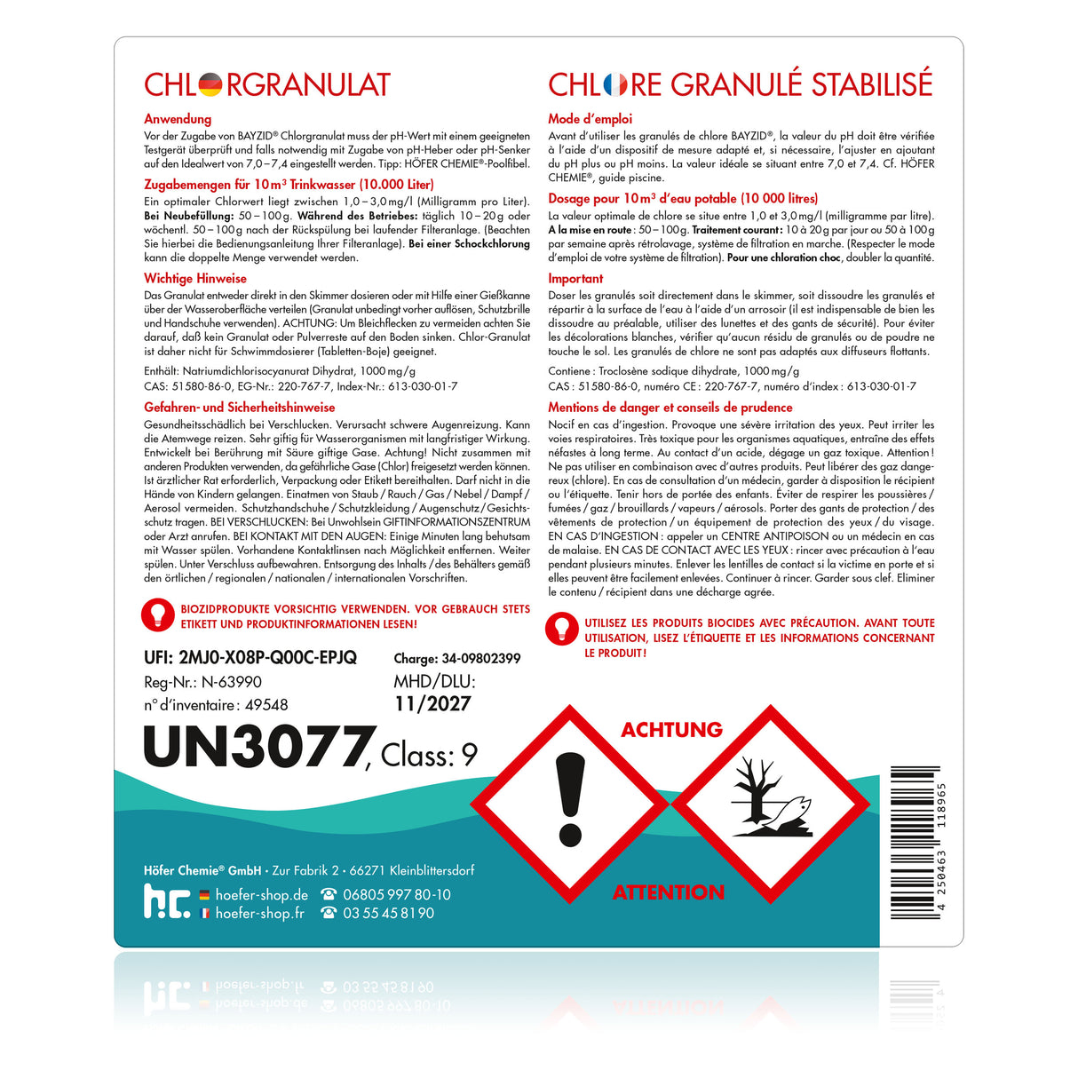 5 kg BAYZID® Chlore en granulés