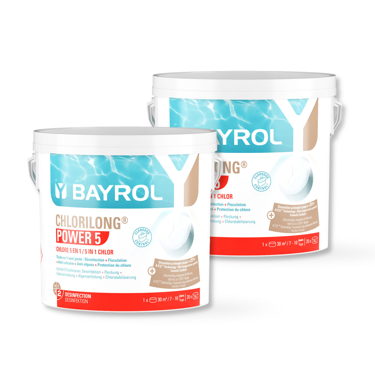 10 kg (2 x 5 kg) BAYROL e-Chlorilong® POWER 5  200 g Tabletten