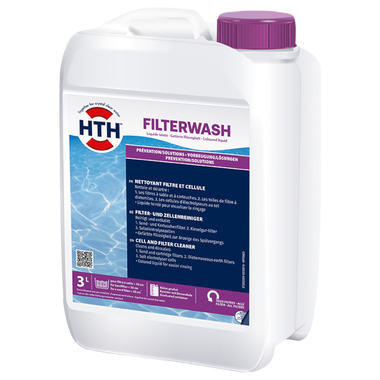 3 l - hth® FILTERWASH (filtre + cellules d'électrolyse au sel)