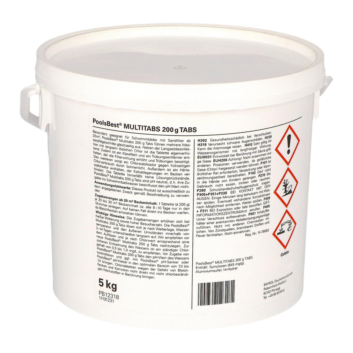 10 kg (2 x 5 kg) - PoolsBest® Chlor Multitabs 5 in 1, 200 g Tabs