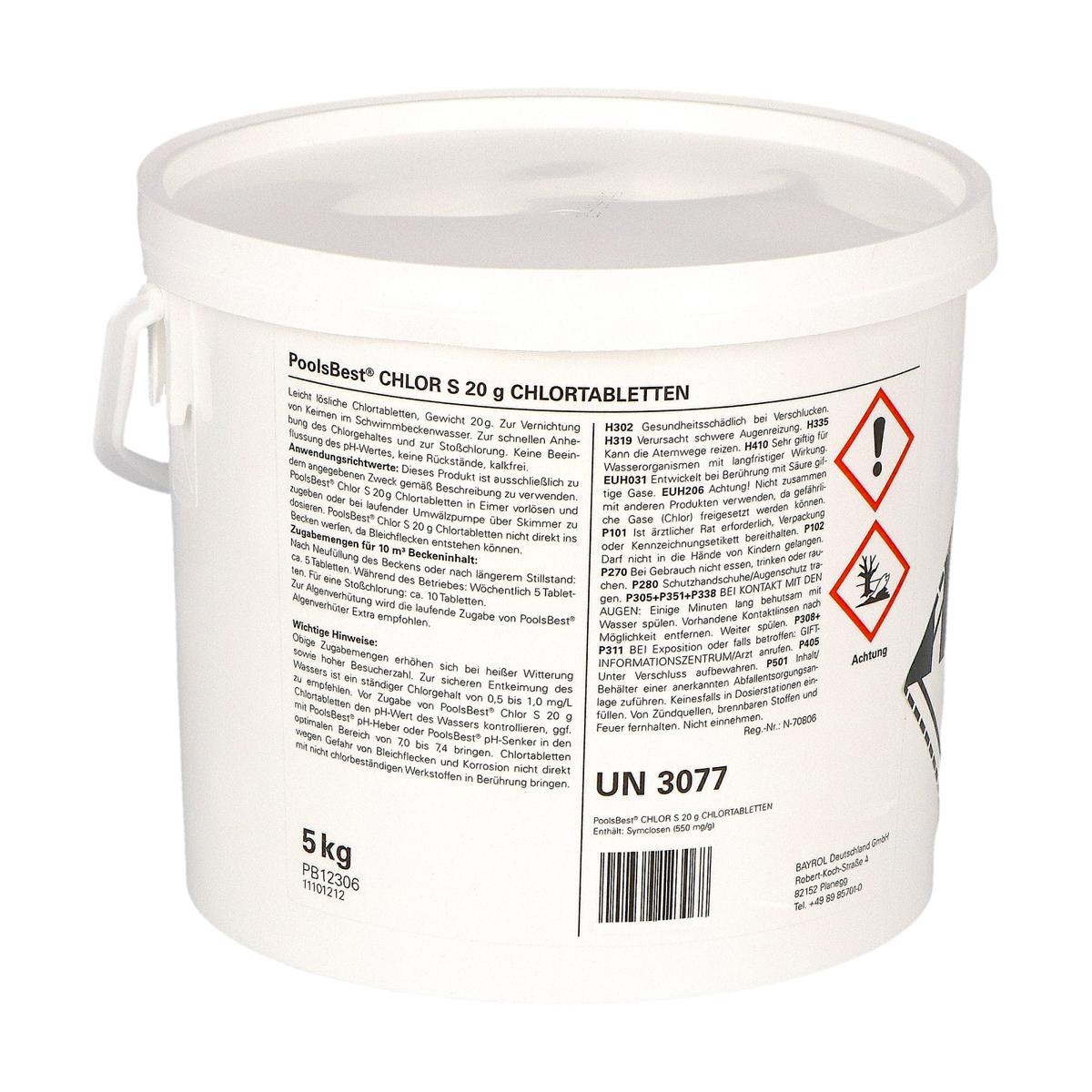 10 kg (2 x 5 kg) - PoolsBest® Chlortabs S 20g - schnelllöslich