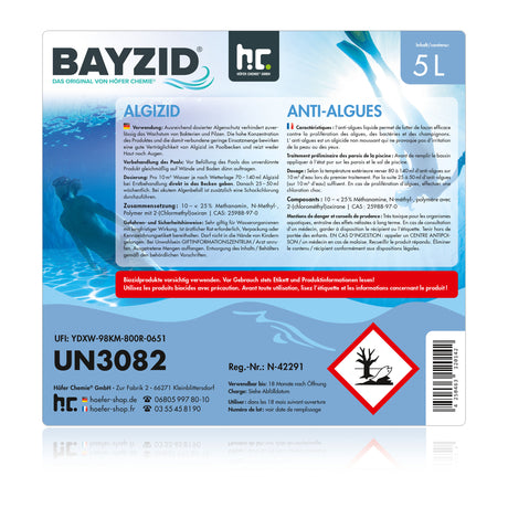 5 L BAYZID® Algicide Prévention des algues