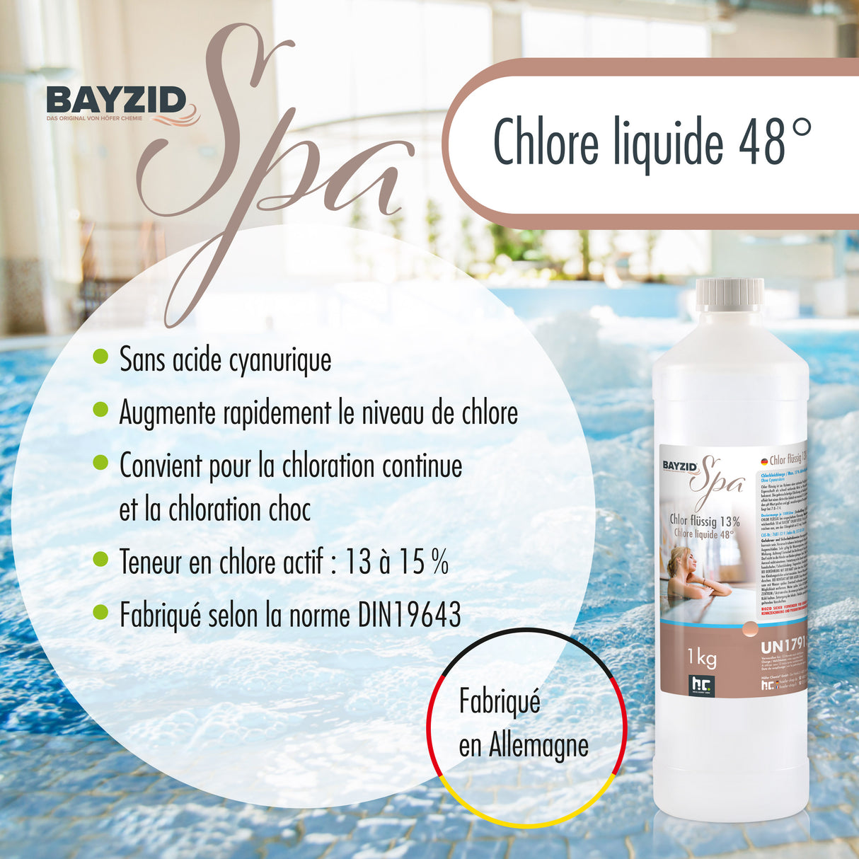 1 kg de BAYZID® Chlore 13% liquide