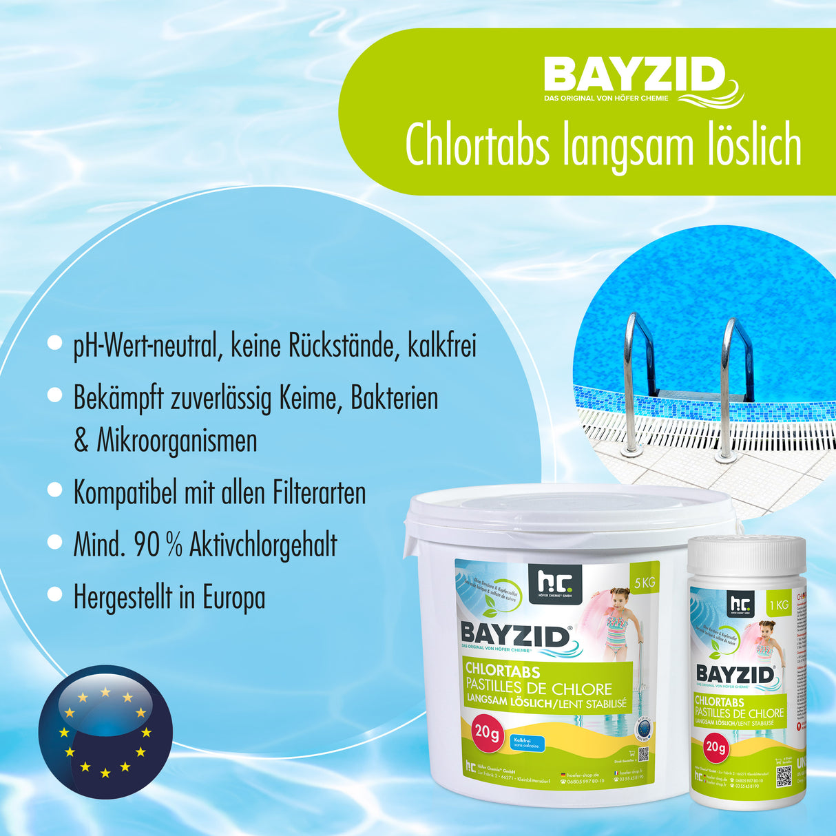 1 kg de tablettes de chlore BAYZID® 20g à dissolution lente