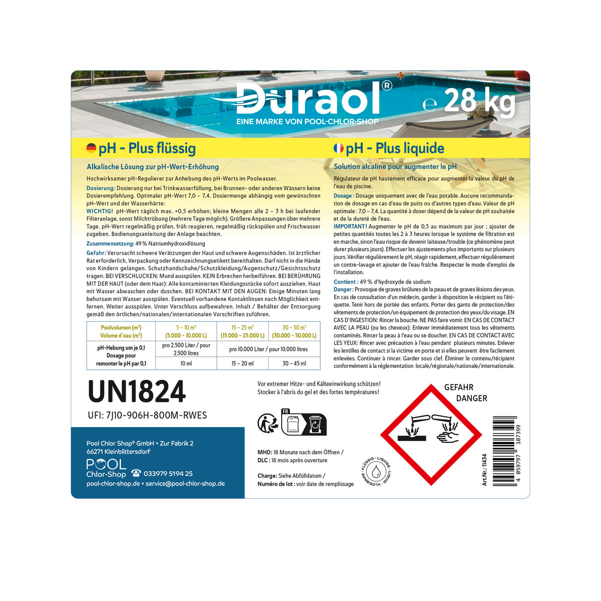 28 kg - Duraol® pH-Heber flüssig