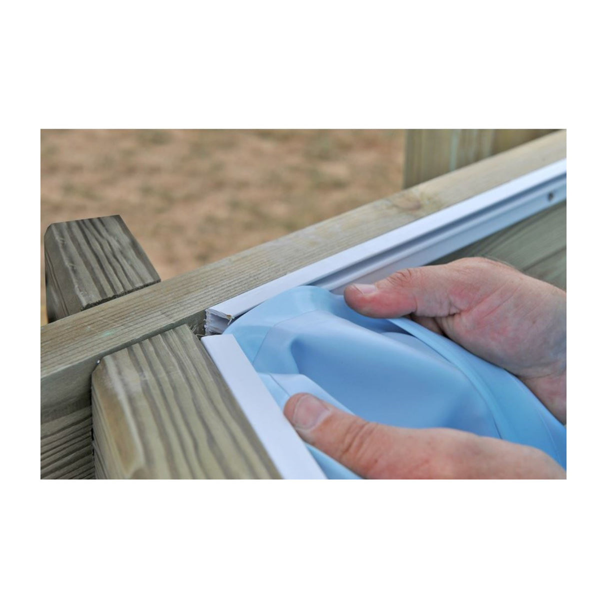 GRE Pool Komplettset aus Echtholz Safran 2 Oval 620 x 395 x 136 cm