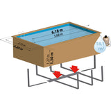 Ensemble complet de piscine GRE en bois véritable de manguier rectangle 618 x 320 x 130 cm