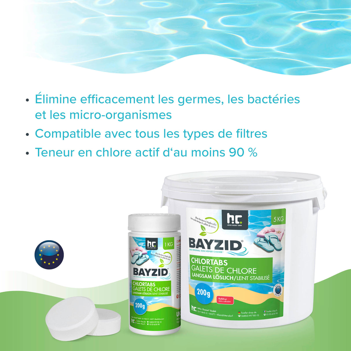 1 kg BAYZID® Chlortabs 200g à dissolution lente