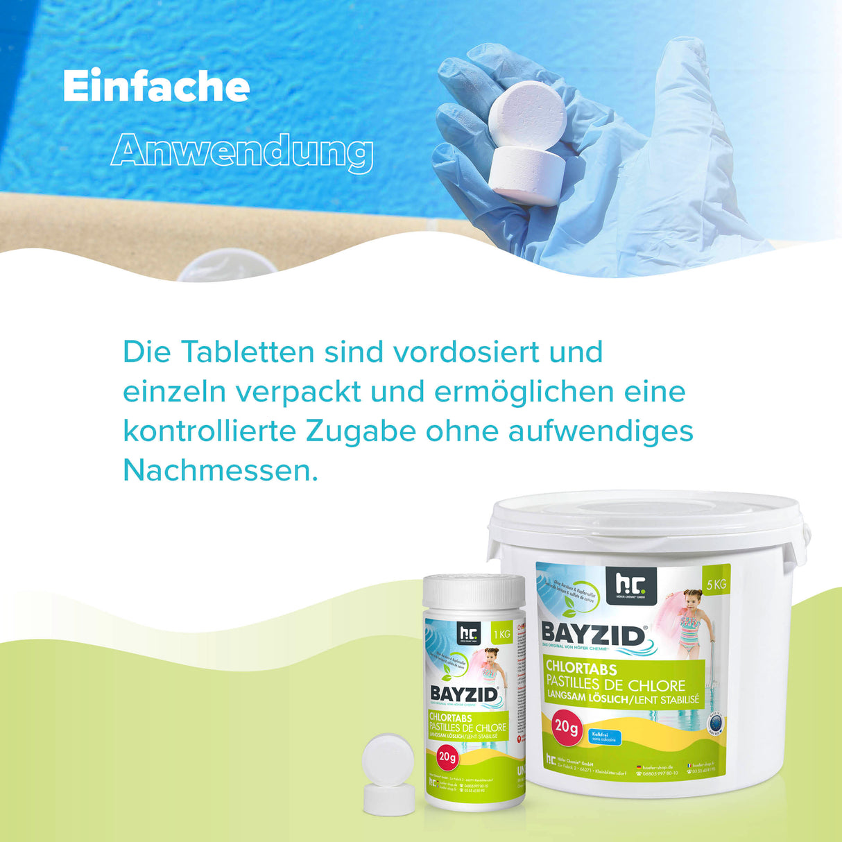 1 kg de tablettes de chlore BAYZID® 20g à dissolution lente