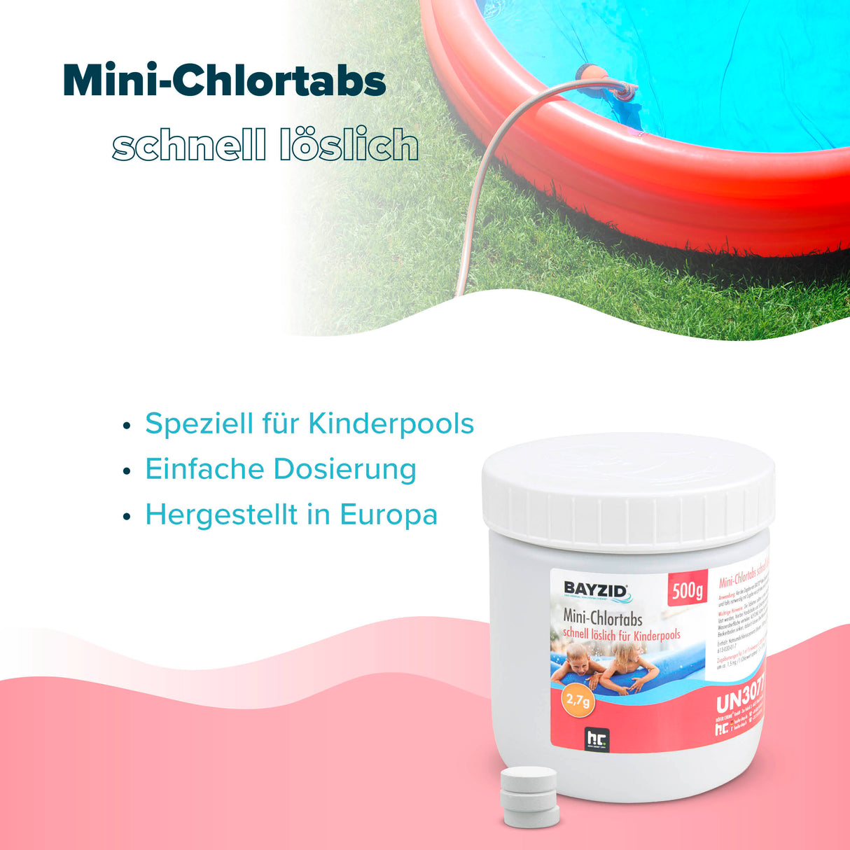 500 g BAYZID® Mini - Pastilles de chlore 2,7 g pour petites piscines