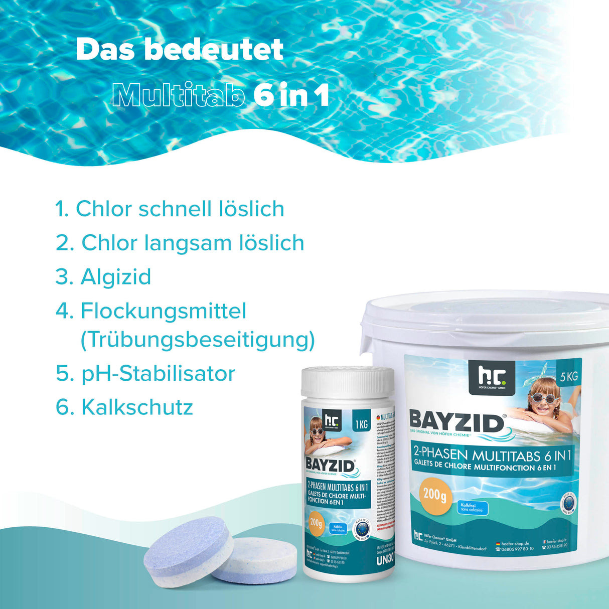 1 kg BAYZID® 2-Phasen-Multitabs 6in1, 200g