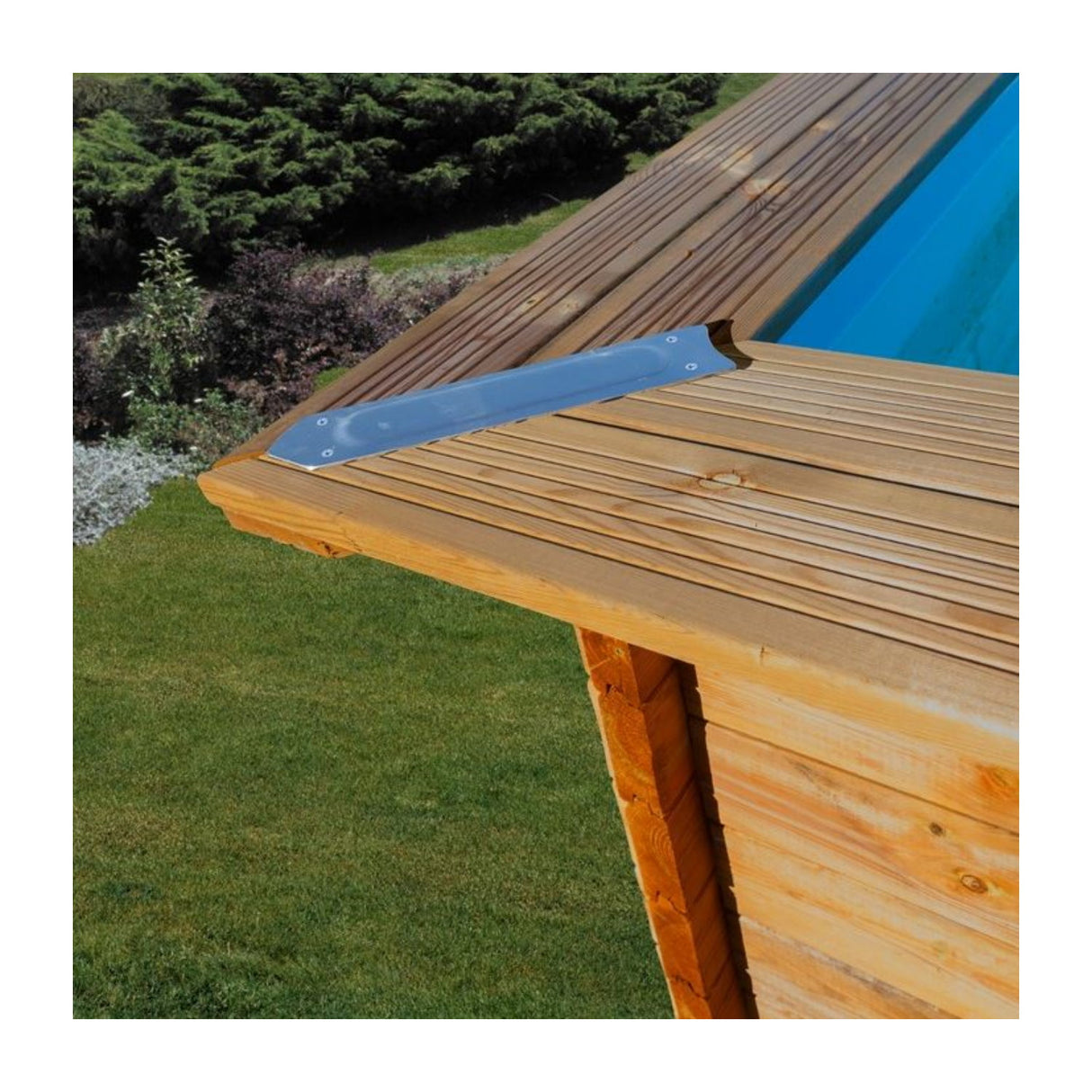 Ensemble complet de piscine GRE en bois véritable Marbella 2 rectangle 420 x 270 x 117 cm