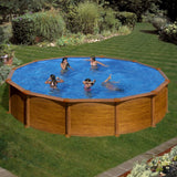 GRE Rundformbeckenset Holzoptik Mauritius Ø 550 x 132 cm