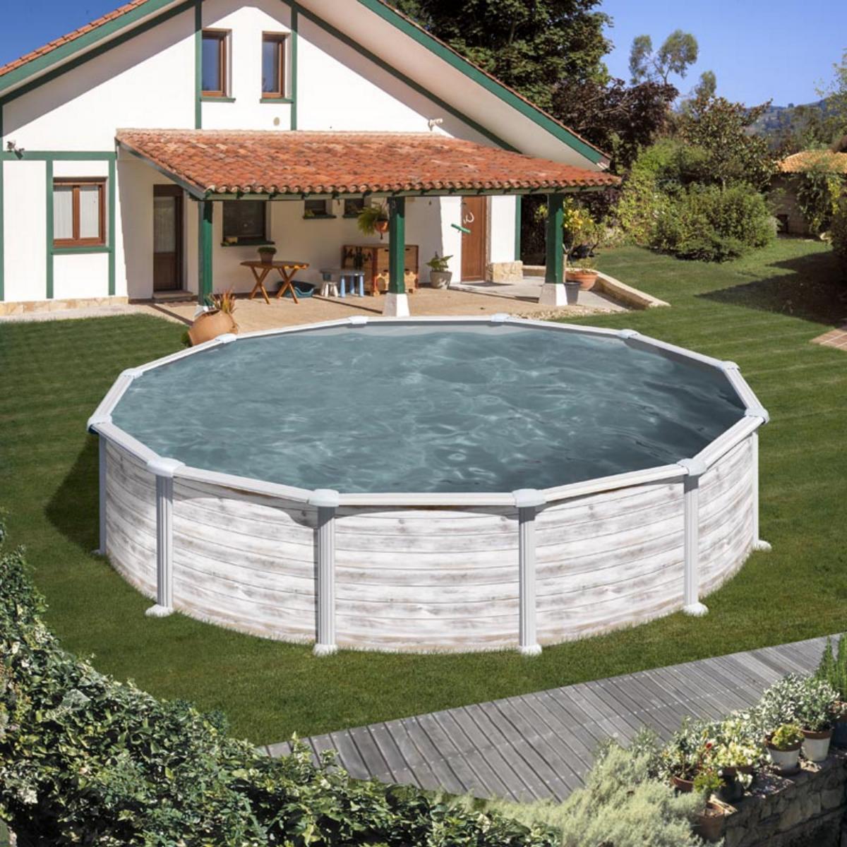 Ensemble piscine ronde GRE look nordique Greenland Premium Ø 550 x 132 cm 