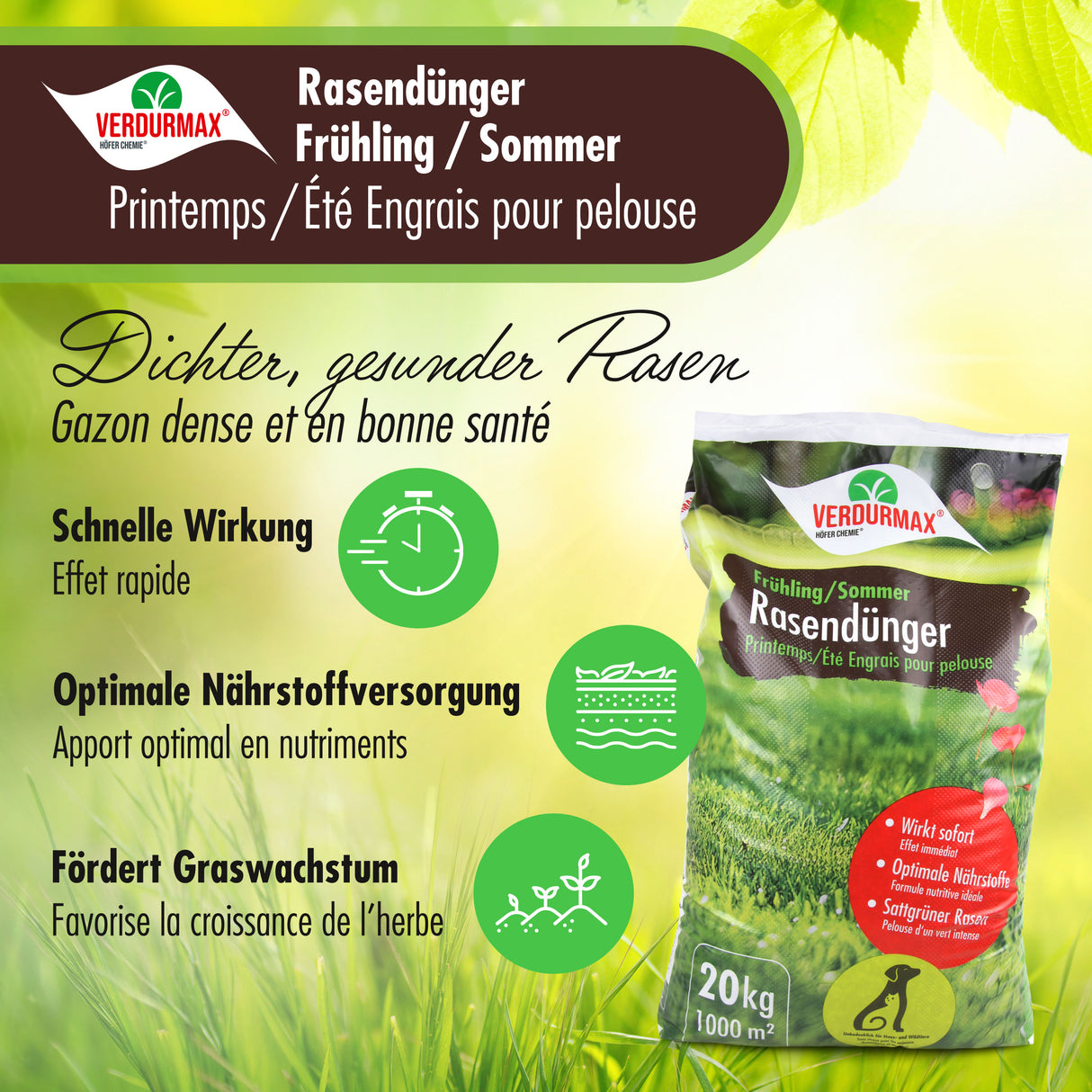 20 kg VERDURMAX® Engrais gazon printemps/été