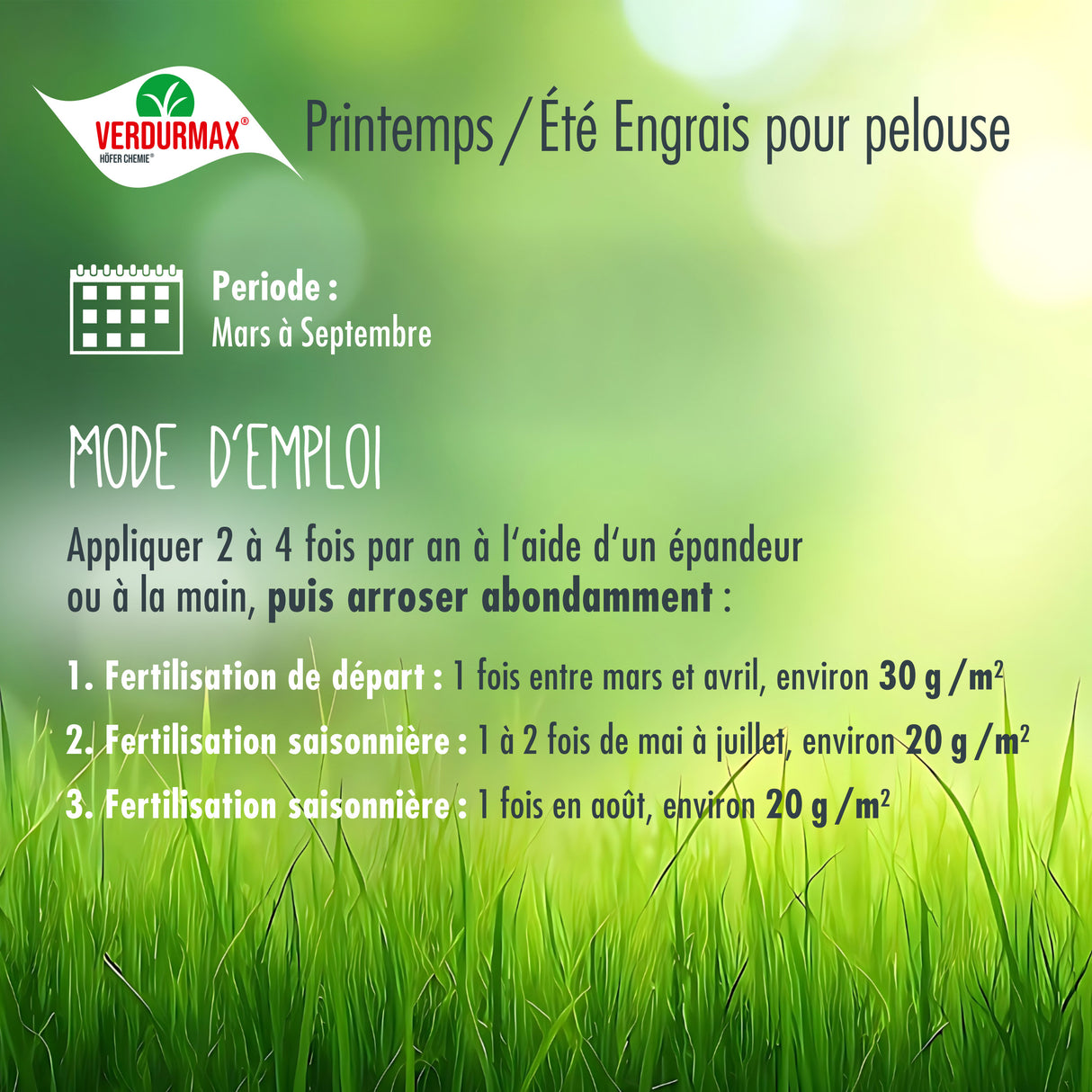 20 kg VERDURMAX® Engrais gazon printemps/été