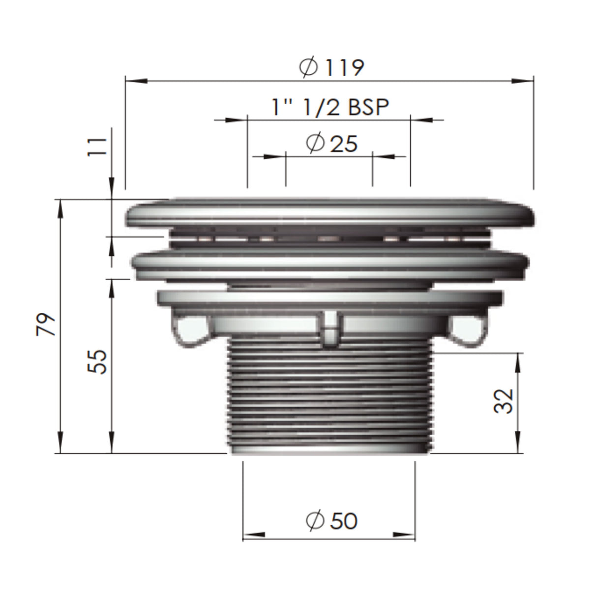 Buse de refoulement multiflux sans grille pour piscines liner, béton et polyester 