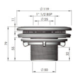 Buse de refoulement multiflux sans grille pour piscines liner, béton et polyester 