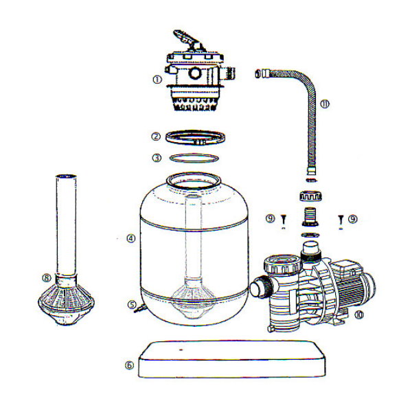 Standrohr mit Filterdüse für Top-Mount Filter Ø 400mm