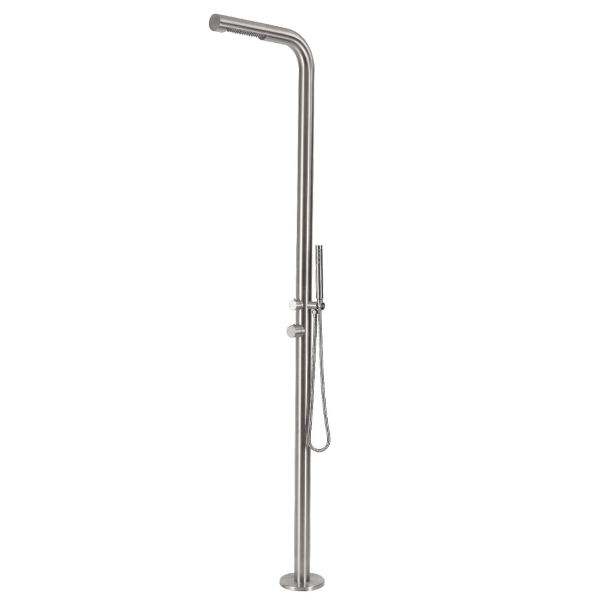 OKU Gartendusche Edelstahl V4A Flach mit Kopf- und Handbrause