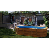 Ensemble piscine forme ovale GRE aspect bois Amazonia OMEGA 610 x 375 x 132 cm