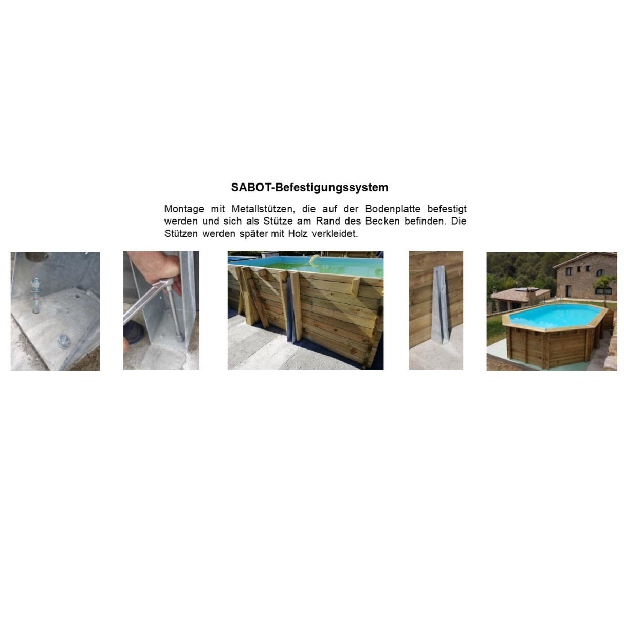 GRE Pool Komplettset aus Echtholz Safran 2 Oval 620 x 395 x 136 cm