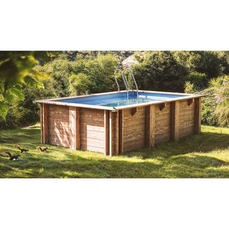 GRE Pool Komplettset aus Echtholz Papaya Rechteck 520 x 320 x 133 cm