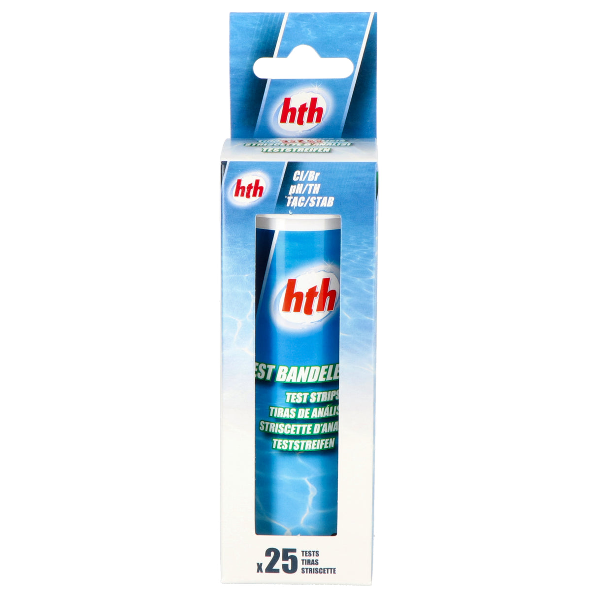BANDELETTES DE TEST hth® Cl/pH/Br/tH/TAC/Cy (25 pièces)