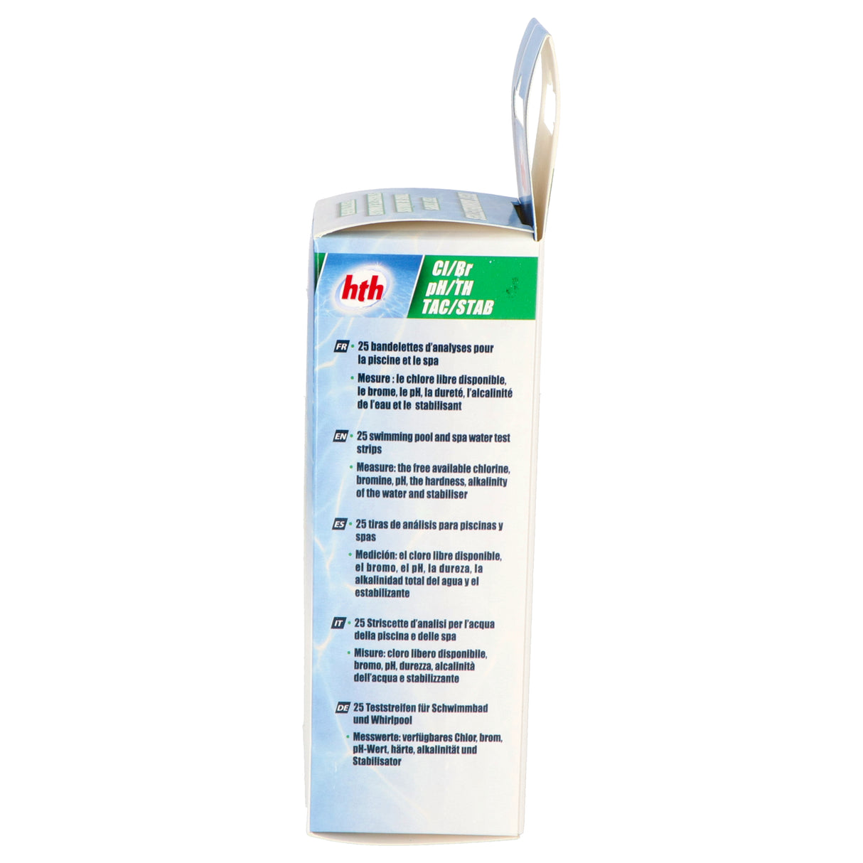 BANDELETTES DE TEST hth® Cl/pH/Br/tH/TAC/Cy (25 pièces)