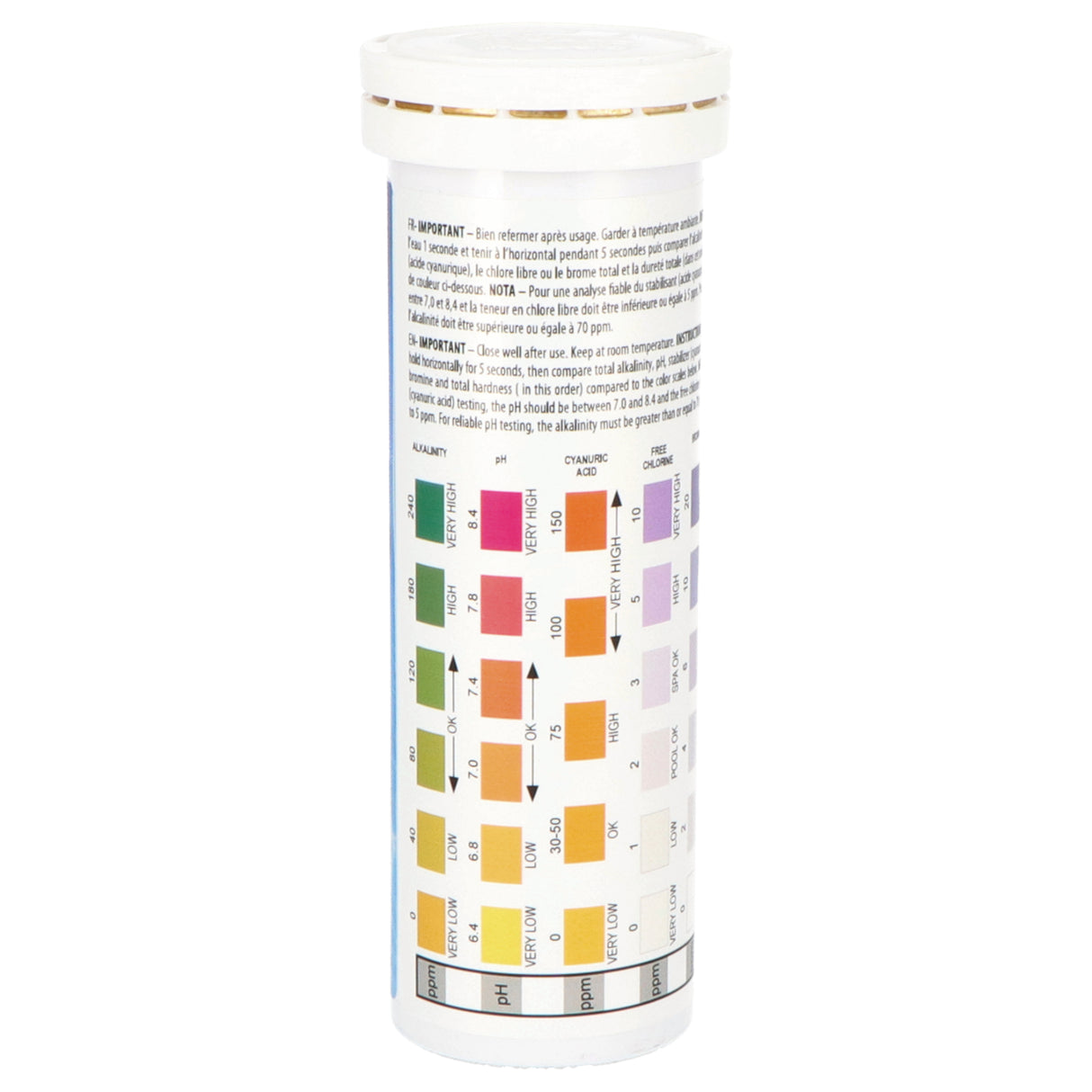 BANDELETTES DE TEST hth® Cl/pH/Br/tH/TAC/Cy (25 pièces)