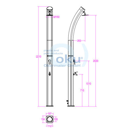 OKU SOLAX Curve Solardusche 25 L Aluminium mit Fußbrause