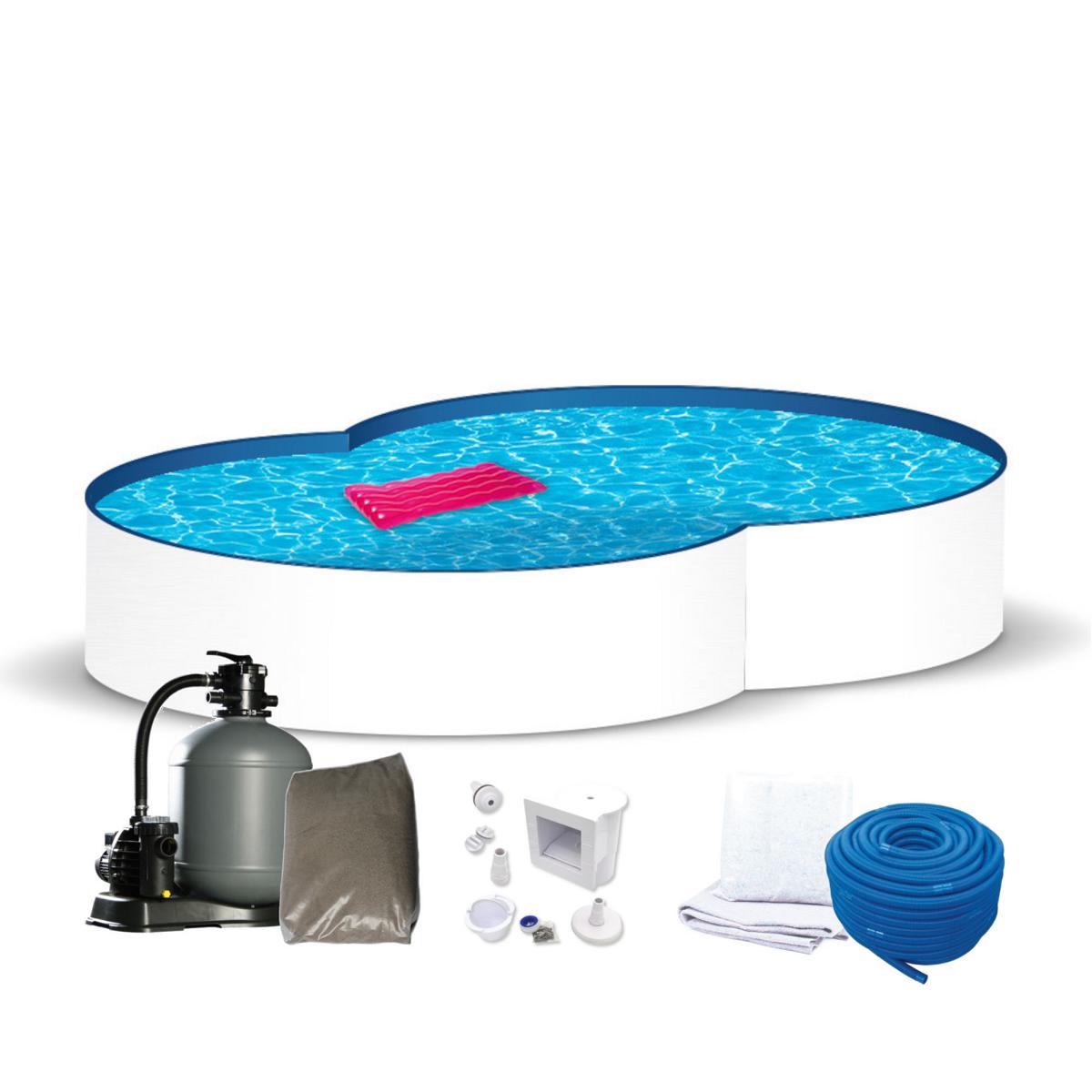 Ensemble complet de piscine à paroi en acier en forme de huit