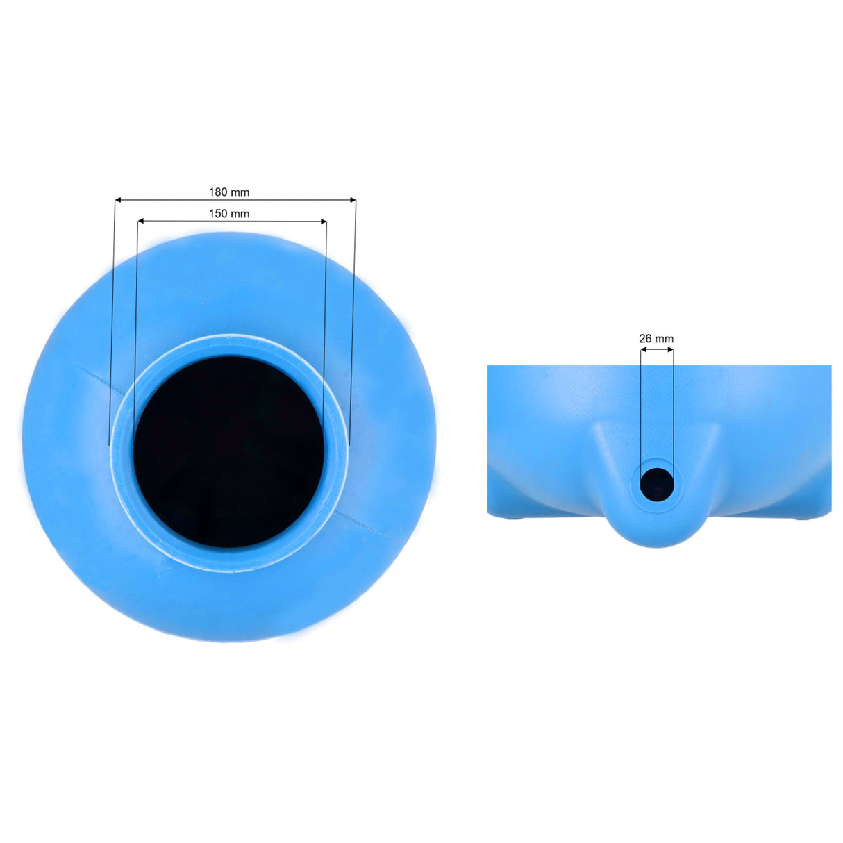 Récipient filtrant Ø 300 mm en bleu pour vanne à montage sur le dessus