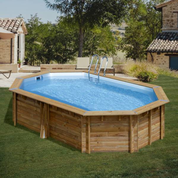 GRE Pool Komplettset aus Echtholz Canelle 2 Oval 535 x 335 x 117 cm