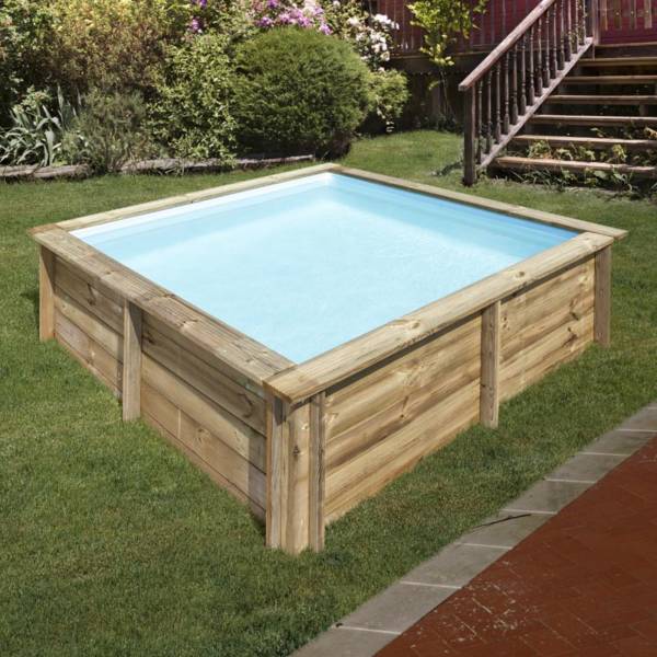 Pool Komplettset aus Echtholz City Rechteck 225 x 225 x 68 cm